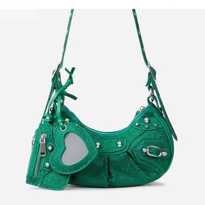 Ego Diamanté Texas Shoulder Bag - Green